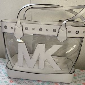 Michael Kors clear bucket bag